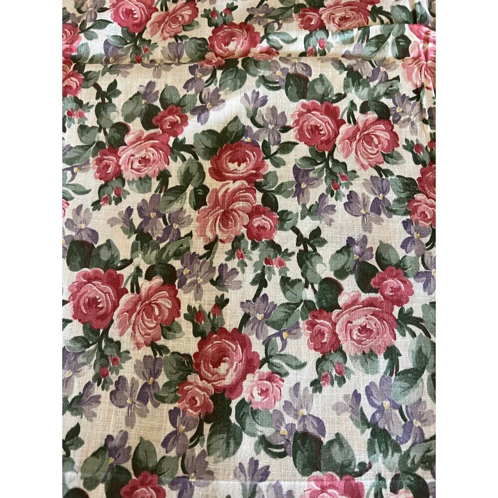 Vintage 1980s Springs Industries Cotton Rose Floral Print Vibrant 182" x36"